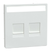 Imagem de Cen.pl. f. 2 gng modular jack w. label fld  dust slide lotus white Sys. Des.