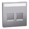 Imagem de Cen.pl. f. 2 gng modular jack w. label fld  dust slide ss. Sys.Des.