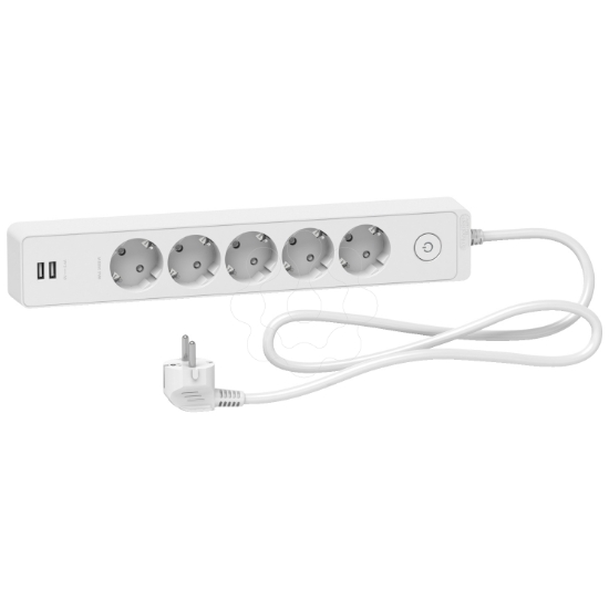 Imagem de Unica extend - Schuko trailing lead - 5 gangs - with USB port - white