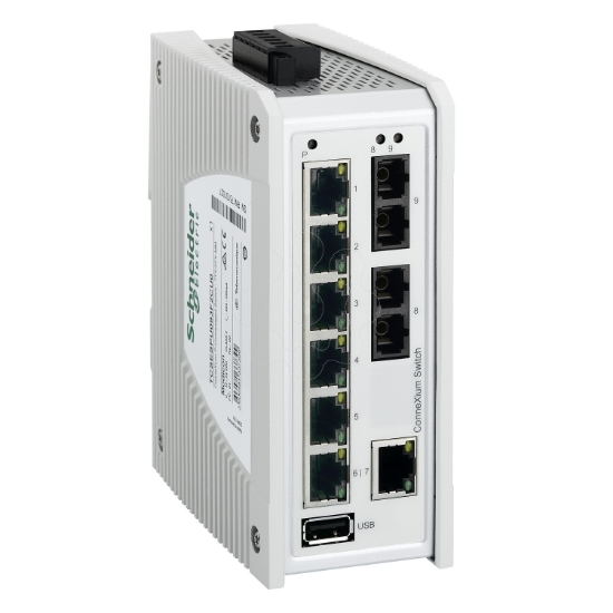 Imagem de ConneXium Premium Unmanaged Switch - 7 portas para cobre + 2 portas para fibra optica multimodo