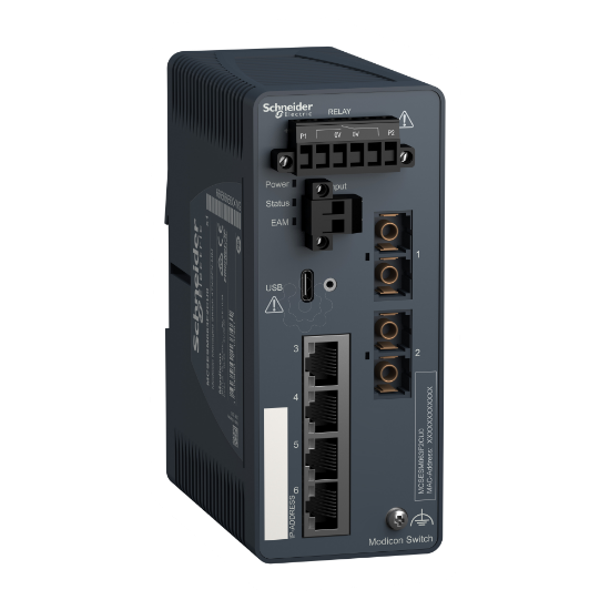 Imagem de Modicon Managed Switch - 4 portos para cobre + 2 ports para fibra optica multimodo