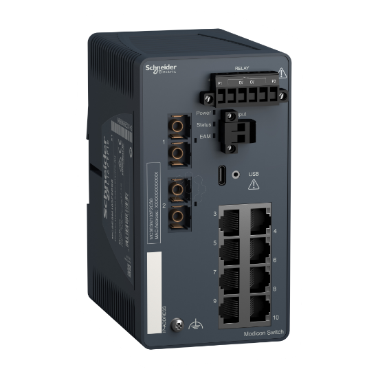 Imagem de Modicon Managed Switch - 8 portos para cobre + 2 ports para fibra optica monomodo