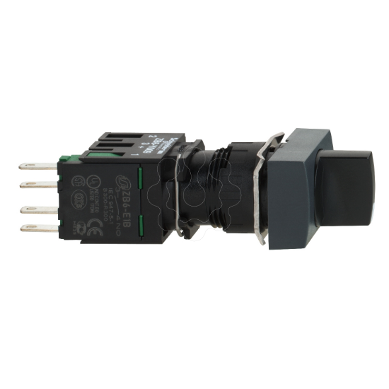 Imagem de Complete selector switch Harmony XB6 black rectangular O 16 2 position stay put 1 NO