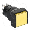 Imagem de Illuminated monolithic push button Harmony XB6E square yellow pushbutton O 16 flush springreturn 12 VDC polarised 1CO
