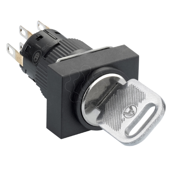 Imagem de Monolithic selector switch Harmony XB6E rectangular black key O 16 projecting keylock 2 positions 2CO
