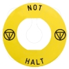 Imagem de Marked legend Harmony XB4 Harmony XB5 O 60 for emergency stop NOT HALT/logo ISO13850