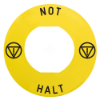Imagem de Marked legend Harmony XB4 Harmony XB5 O 60 for emergency stop NOT HALT/logo ISO13850