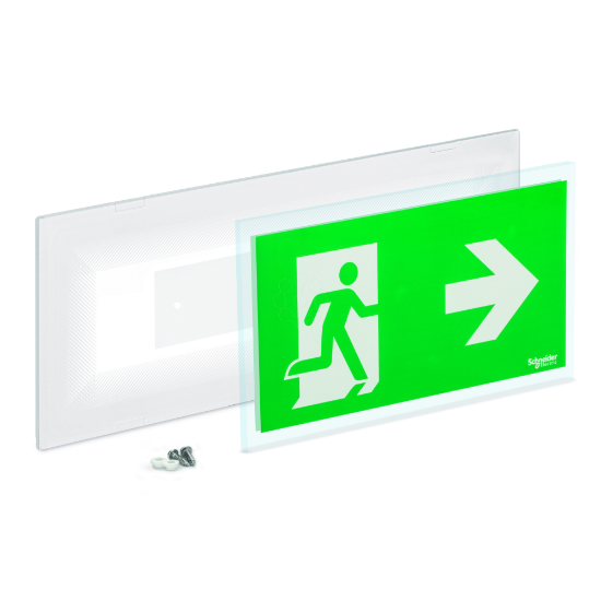 Imagem de Kit de sinaletica de saida para instalacao encastrada Exiway TREND Para baixo  Para baixo rectangular visibilidade de 25 m