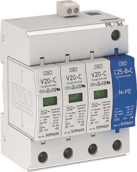Imagem de Descarregador sobretensoes V20 3+1 com sinalizacao remota 280V