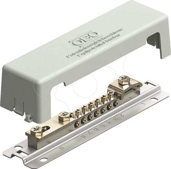 Imagem de Barra equipotencial com pe metalico 188mm CuZn cinzento
