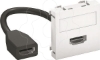 Imagem de Suporte multimedia HDMI com cabo femea femea 45x45mm PC branco puro 9010