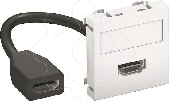 Imagem de Suporte multimedia HDMI com cabo femea femea 45x45mm PC branco puro 9010
