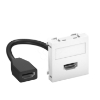 Imagem de Suporte multimedia HDMI com cabo femea femea 45x45mm PC branco puro 9010