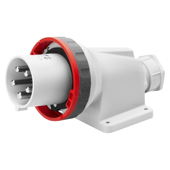 Imagem de Ficha Industrial Fixa Parede 90° 3P+N+T 63A 400V IP67 Vermelho
