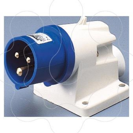 Imagem de Ficha Industrial Fixa Parede 90° 2P+T 16A 230V IP44 Azul