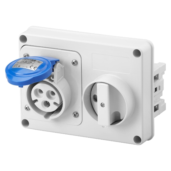 Imagem de Tomada Fixa Interbloqueada Horizontal 2P+T 16A 230V s/Fundo