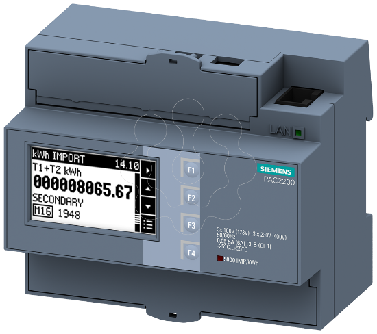 Imagem de SENTRON instrumento de medição 7KM PAC2200, trifásico, 5 A, Modbus TCP, MID