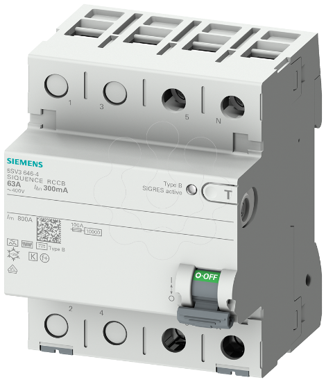 Imagem de Disjuntor de corrente de fuga, 2 pólos, tipo B, In: 63 A, 300 mA