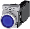 Imagem de Botão de pressão iluminado, 22mm, redondo, metal, alto brilho, azul, 1NA+1NF