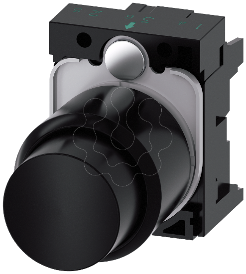 Imagem de Botão de pressão com extensão 12 mm, 22mm, redondo plástico, preto