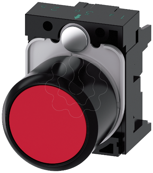 Imagem de Botão de pressão com extensão 12 mm, 22 mm, redondo, plástico, vermelho, plano