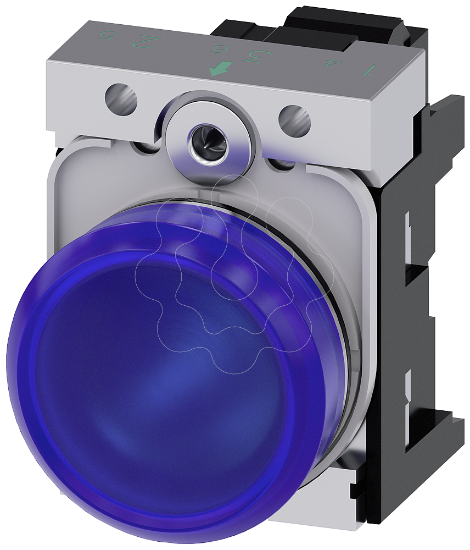 Imagem de Sinalizador luminoso, 22 mm, redondo, metal, alto brilho, azul, LED CA 110 V