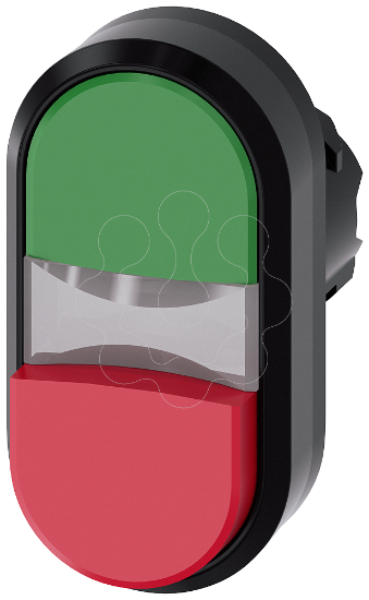Imagem de Botão de pressão duplo iluminado, 22mm, redondo, plástico, verde, vermelho