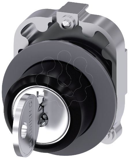 Imagem de Interruptor de chave RONIS, 30mm, redondo, metal, fosco, retirada da chave I+O+II