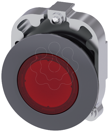 Imagem de Botão de pressão iluminado, 30mm, redondo, metal, fosco, vermelho