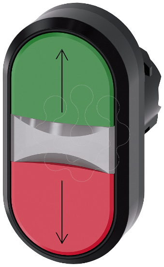 Imagem de Botão de pressão duplo iluminado, 22mm, redondo, plástico, verde, vermelho