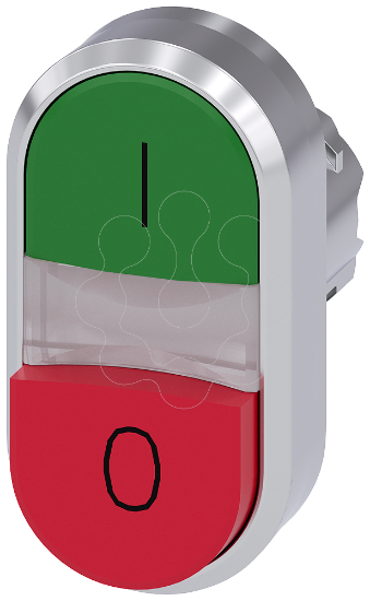 Imagem de Botão de pressão duplo, 22mm, redondo, metal, brilhante, verde: I, vermelho: O