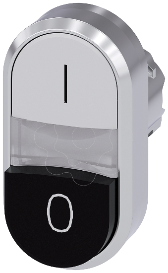 Imagem de Botão de pressão duplo, 22mm, redondo, metal, brilhante, branco: I, preto: O