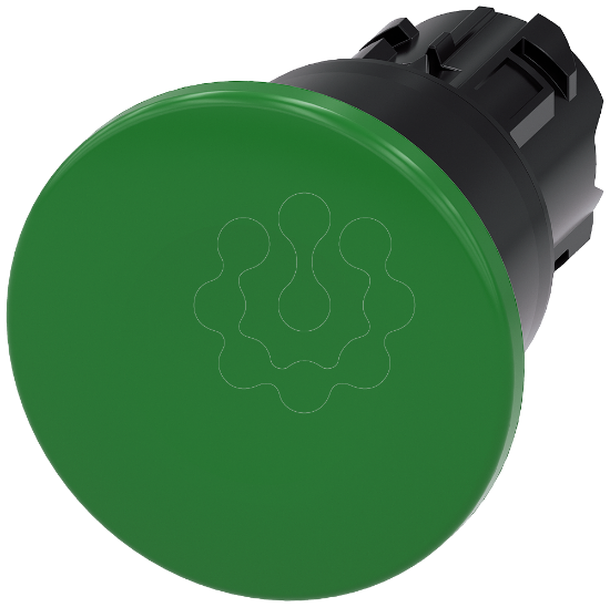 Imagem de Botão cogumelo, 22mm, redondo, plástico, verde