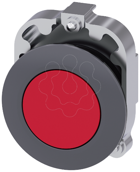 Imagem de botão, 30 mm, redondo, metal, mate, vermelho, anel frontal para montagem plana