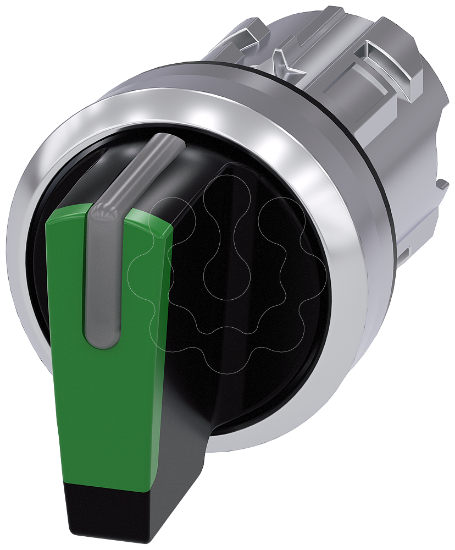 Imagem de Interruptor com manípulo iluminável, 22mm, redondo, metal, alto brilho, verde