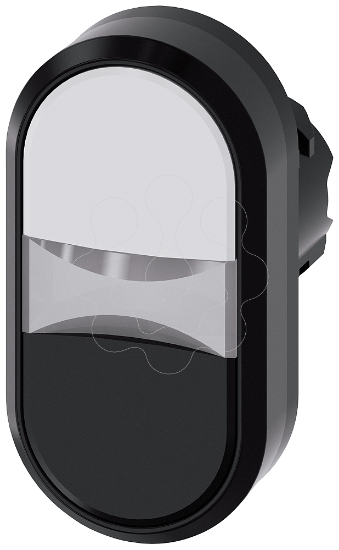 Imagem de Botão de pressão duplo iluminado, 22 mm, redondo, plástico, branco, preto