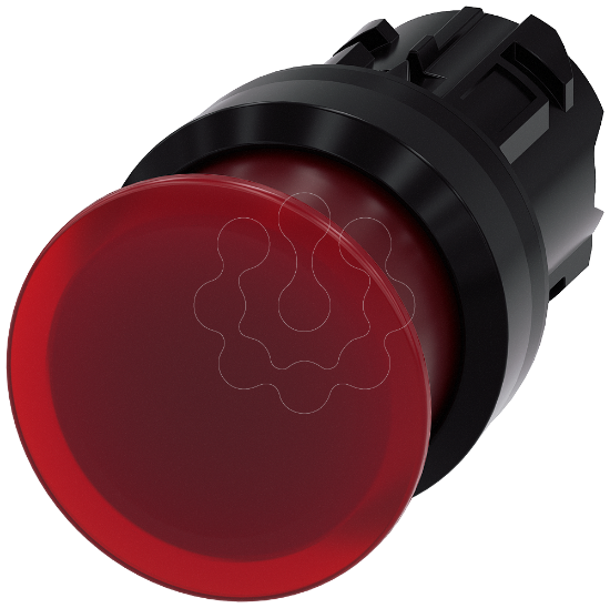 Imagem de Botão cogumelo, iluminado, 22mm, redondo plástico, vermelho, 30mm