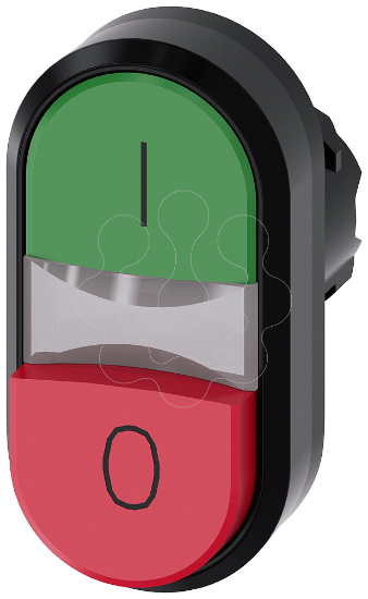 Imagem de Botão de pressão duplo iluminado, 22 mm, redondo, plástico, verde: I, vermelho: O