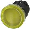 Imagem de Indicador luminoso, 22mm, redondo plástico, amarelo, lente, plano