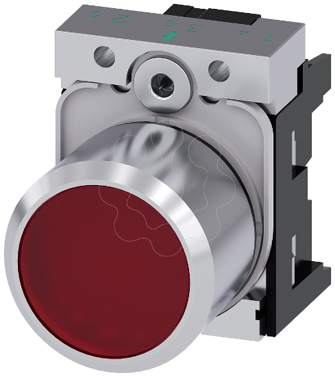 Imagem de Botão de pressão com extensão 12 mm, 22 mm, redondo, metal, vermelho transparente