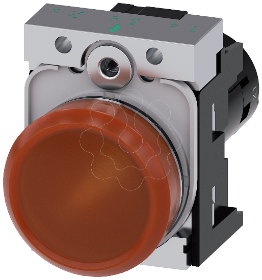 Imagem de Sinalizador luminoso, compacto, 22mm, redondo, metal, âmbar, plano, CA/24 V CC