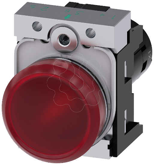 Imagem de Sinalizador luminoso, compacto, 22 mm, redondo, metal, vermelho, plano, CA/24 V CC