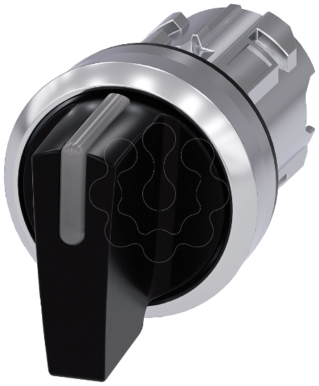 Imagem de Interruptor com manípulo iluminável, 22mm, redondo, metal, alto brilho, preto