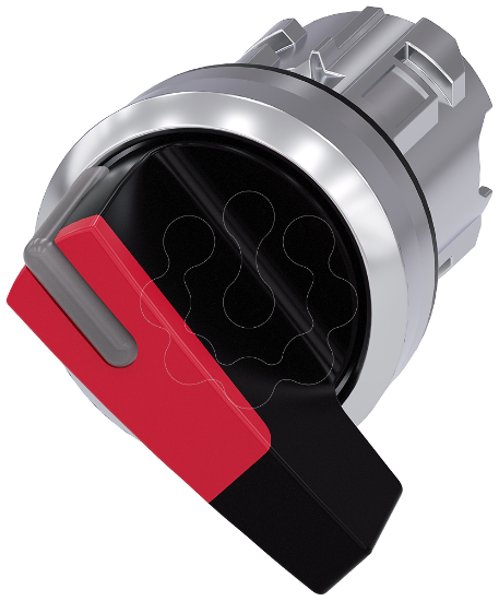 Imagem de Interruptor com manípulo, iluminável, 22mm, redondo, metal, alto brilho, vermelho