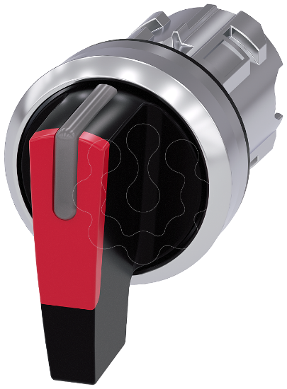 Imagem de Interruptor com manípulo, iluminável, 22mm, redondo, metal, alto brilho, vermelho