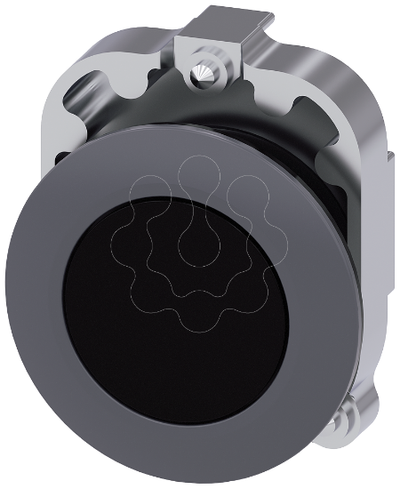 Imagem de botão, 30 mm, redondo, metal, mate, preto, anel frontal para montagem plana