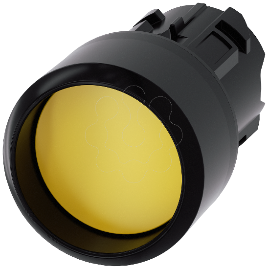 Imagem de botão, 22 mm, redondo, plástico, amarelo, anel frontal, alto tecla com retorno