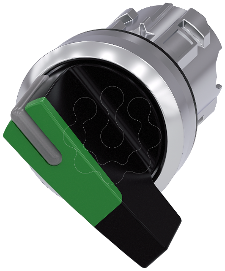 Imagem de Interruptor com manípulo iluminável, 22 mm, redondo, metal, verde, longo, 2 posições de O-I