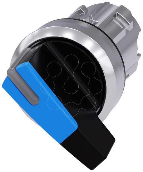 Imagem de Interruptor com manípulo, iluminável, 22mm, redondo, metal, alto brilho, azul