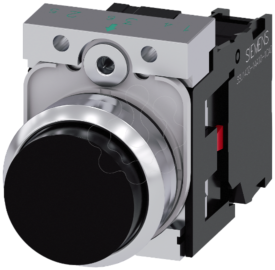 Imagem de Botão de pressão, 22mm, redondo, metal, alto brilho, preto, 1NF